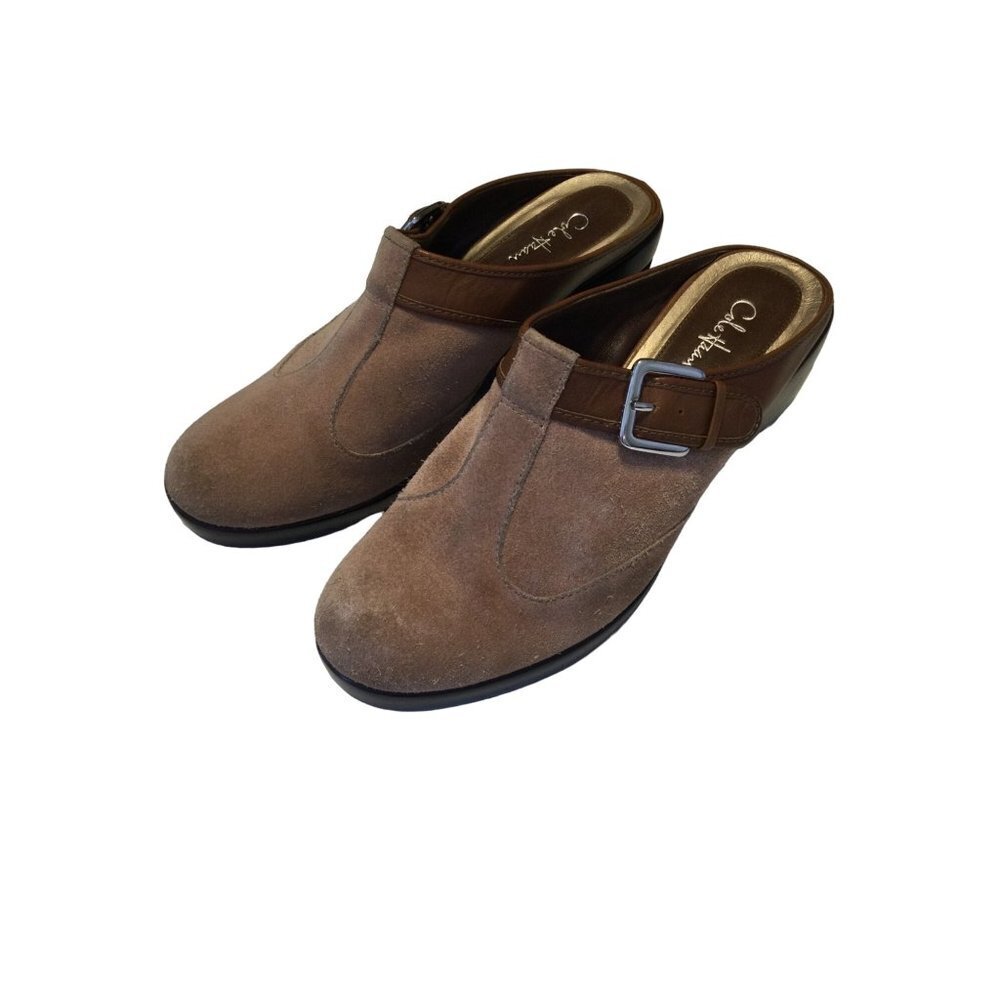 Cole Haan Women's Leather Suede Wedge Clogs Shoes Brown Size 7 B